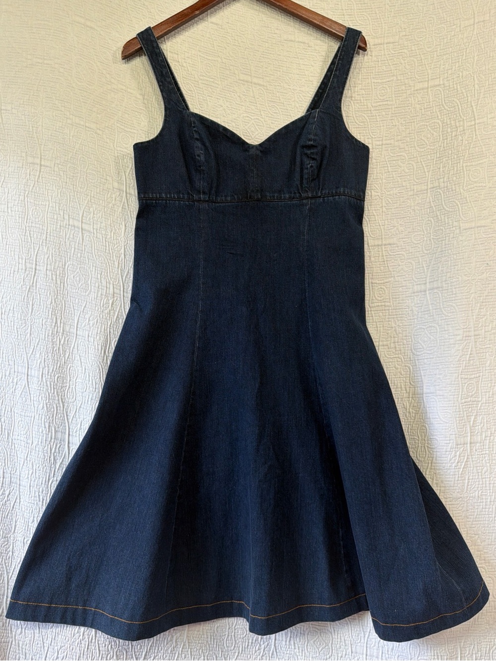 Anthropologie Holding Horses Edythe Corseted Denim Midi Dress Women 10 Blue Jean